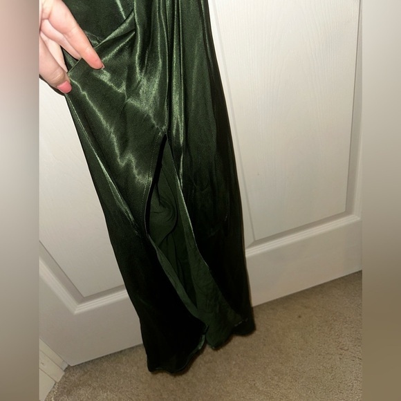 NWT Zara Elegant silky Green Dress L wedding guest formal bridesmaid event - Picture 5 of 11